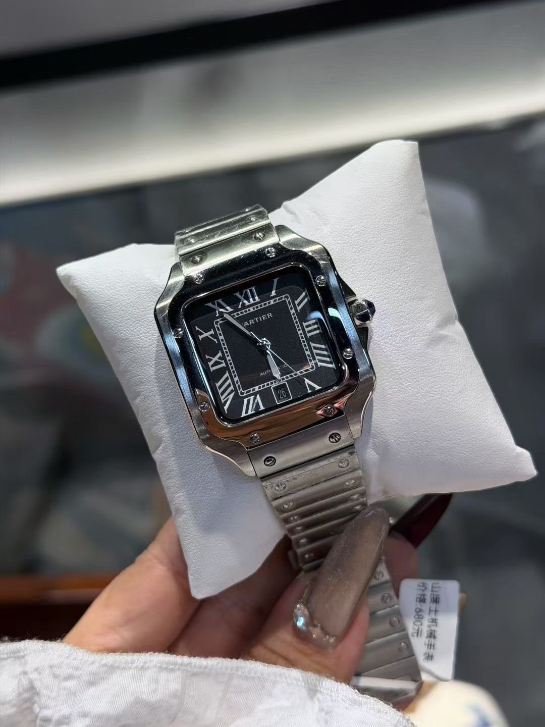 Cartier Black Dial Square Watch — front
